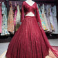 Wine Maroon Sequin Embroidered Non Bridal Lehenga Set