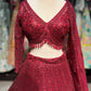 Wine Maroon Sequin Embroidered Non Bridal Lehenga Set