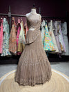 Champagne Gold Embroidered Draped Fish Cut Lehenga Set