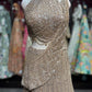 Champagne Gold Embroidered Draped Fish Cut Lehenga Set