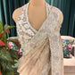 Ivory Grey Embroidered Floral Saree with Heavy Border