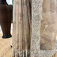 Ivory Grey Embroidered Floral Saree with Heavy Border