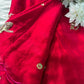 Wine Designer Saree with Handcrafted Bird Motifs
