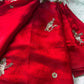Red Designer Saree with Handcrafted Bird Motifs