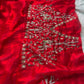 Red Designer Saree with Handcrafted Bird Motifs