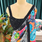 Multicolor Floral Printed Saree With Black Lace Border