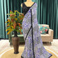 Lavender Ikat Print Saree With Black Border And Blouse Piece