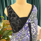 Lavender Ikat Print Saree With Black Border And Blouse Piece