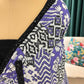 Lavender Ikat Print Saree With Black Border And Blouse Piece