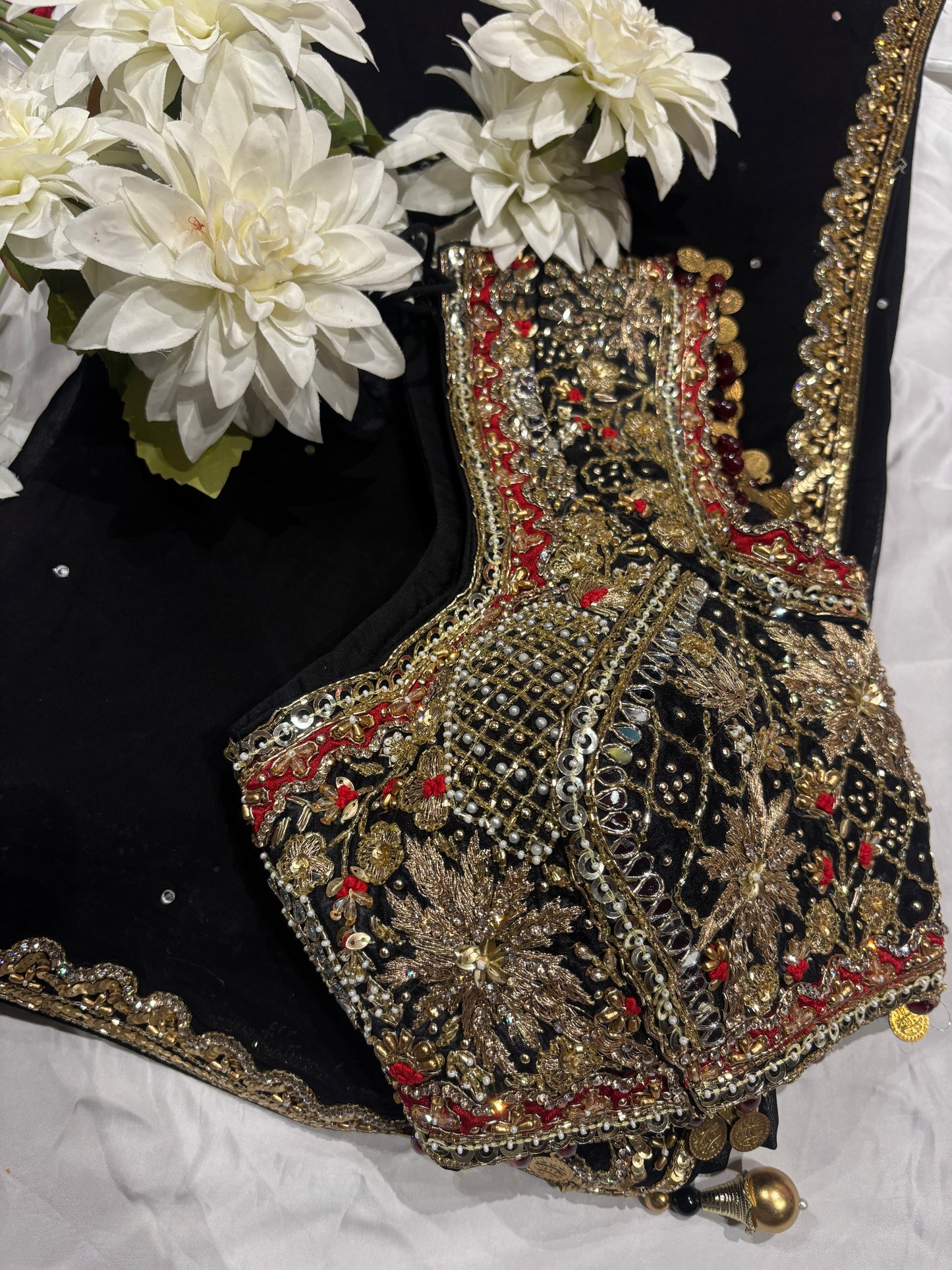 Black Designer Saree with Heavy Zari Embroidered Border