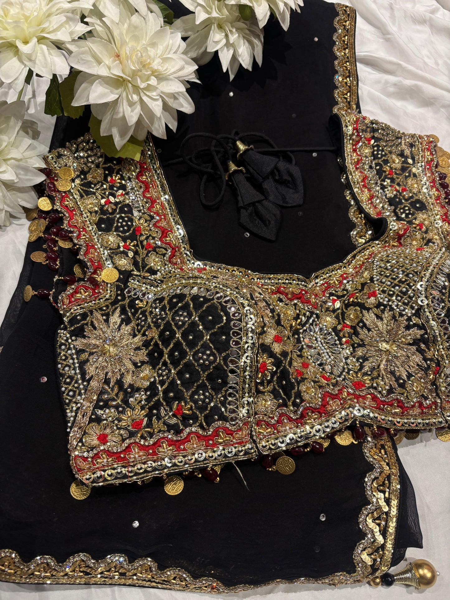 Black Designer Saree with Heavy Zari Embroidered Border