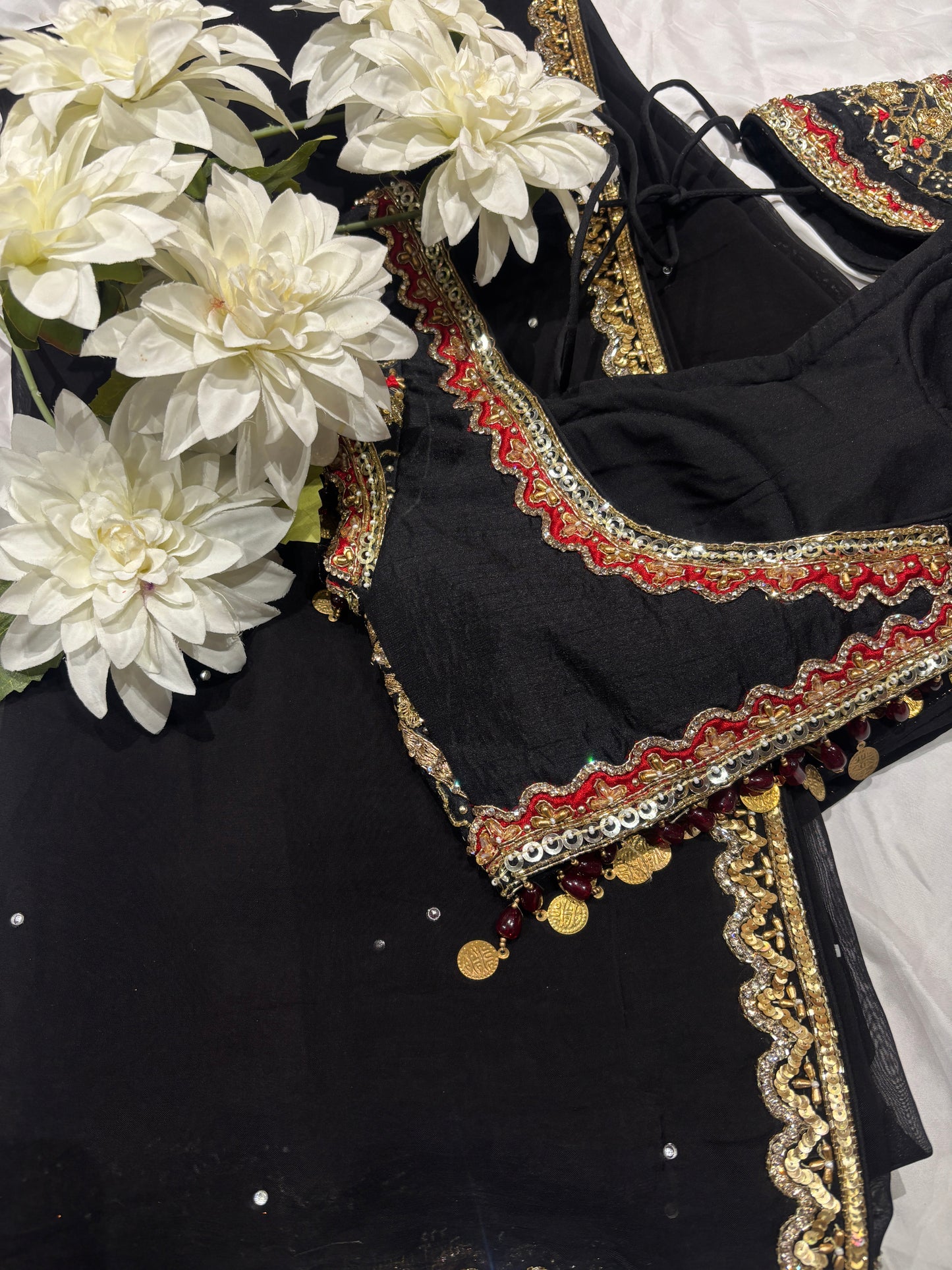 Black Designer Saree with Heavy Zari Embroidered Border