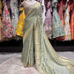 Sage Green Saree with Ornate Embroidery & Designer Blouse