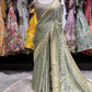 Sage Green Saree with Ornate Embroidery & Designer Blouse