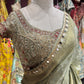 Sage Green Saree with Ornate Embroidery & Designer Blouse