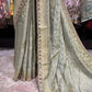 Sage Green Saree with Ornate Embroidery & Designer Blouse
