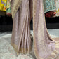 Lavender Designer Blouse Saree with Golden Embroidered Border