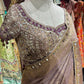 Lavender Designer Blouse Saree with Golden Embroidered Border