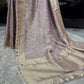 Lavender Designer Blouse Saree with Golden Embroidered Border