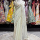 Designer Cream Saree with Mirror Work Blouse