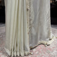 Designer Cream Saree with Mirror Work Blouse