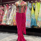 Hot Pink Drape Saree with Floral Embroidered Designer Blouse