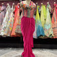 Hot Pink Drape Saree with Floral Embroidered Designer Blouse