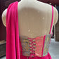 Hot Pink Drape Saree with Floral Embroidered Designer Blouse