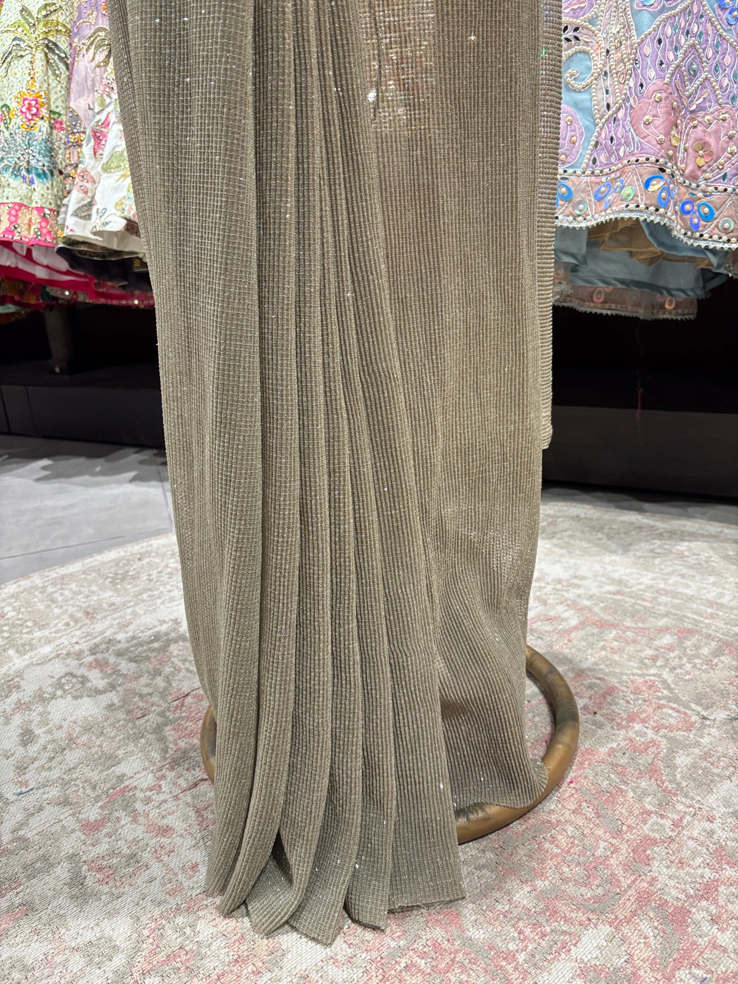 Golden Drape Saree with Sequin Designer Blouse