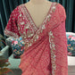 Dusty Rose Bandhani Saree with Embroidered Border