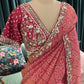 Dusty Rose Bandhani Saree with Embroidered Border