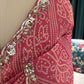 Dusty Rose Bandhani Saree with Embroidered Border