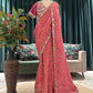 Dusty Rose Bandhani Saree with Embroidered Border