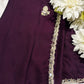 Wine Laser Tissue Saree with Handcrafted Stone & Pearl Border