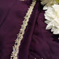 Wine Laser Tissue Saree with Handcrafted Stone & Pearl Border