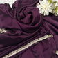 Wine Laser Tissue Saree with Handcrafted Stone & Pearl Border