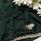 Emerald Green Laser Tissue Saree with Handcrafted Stone & Pearl Border