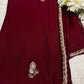 Rust Laser Tissue Saree with Handcrafted Stone & Pearl Border