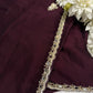 Maroon Laser Tissue Saree with Handcrafted Stone & Pearl Border