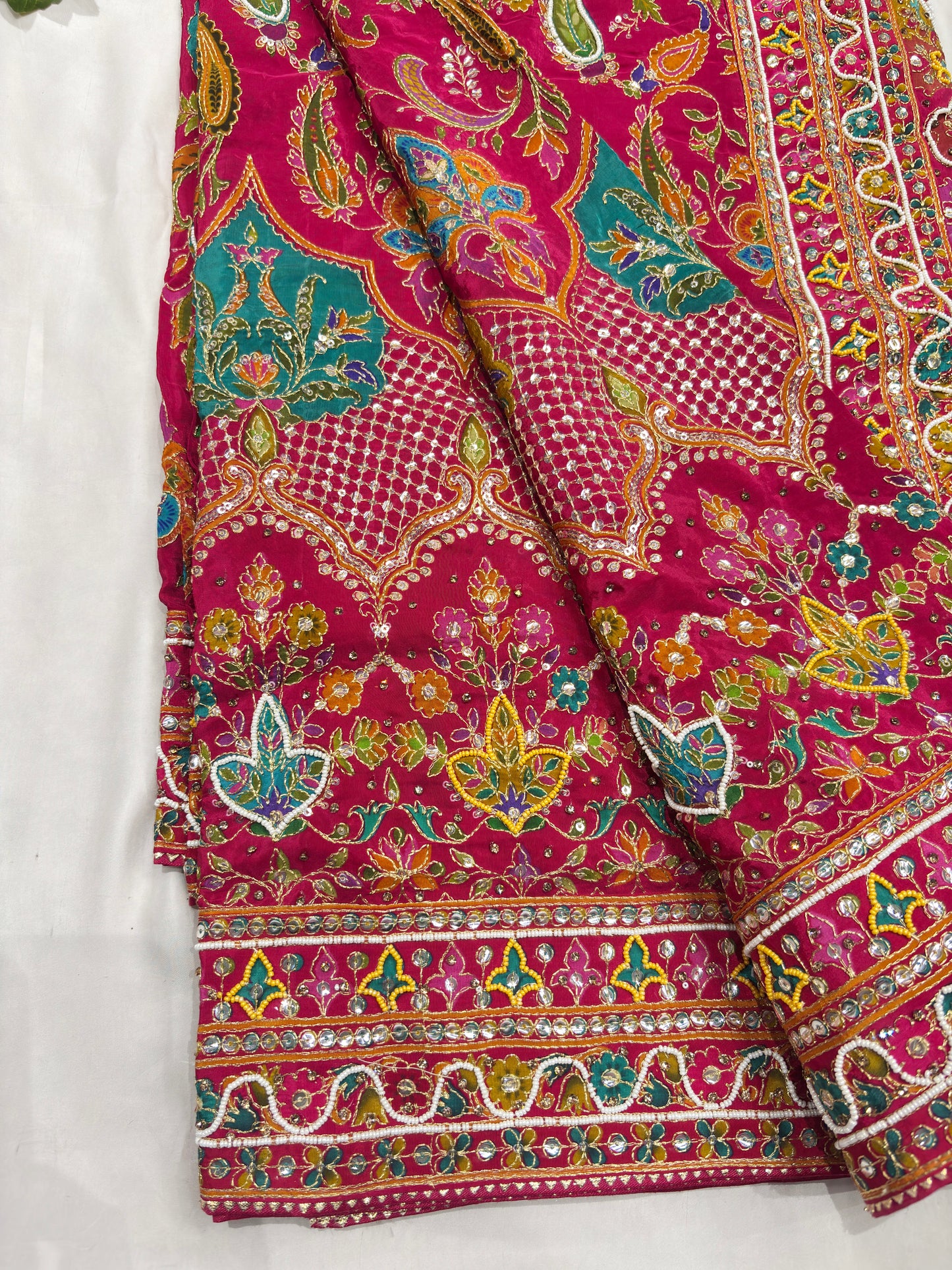Silk Rani Pink Designer Embroidered Saree with Heavy Work Blouse