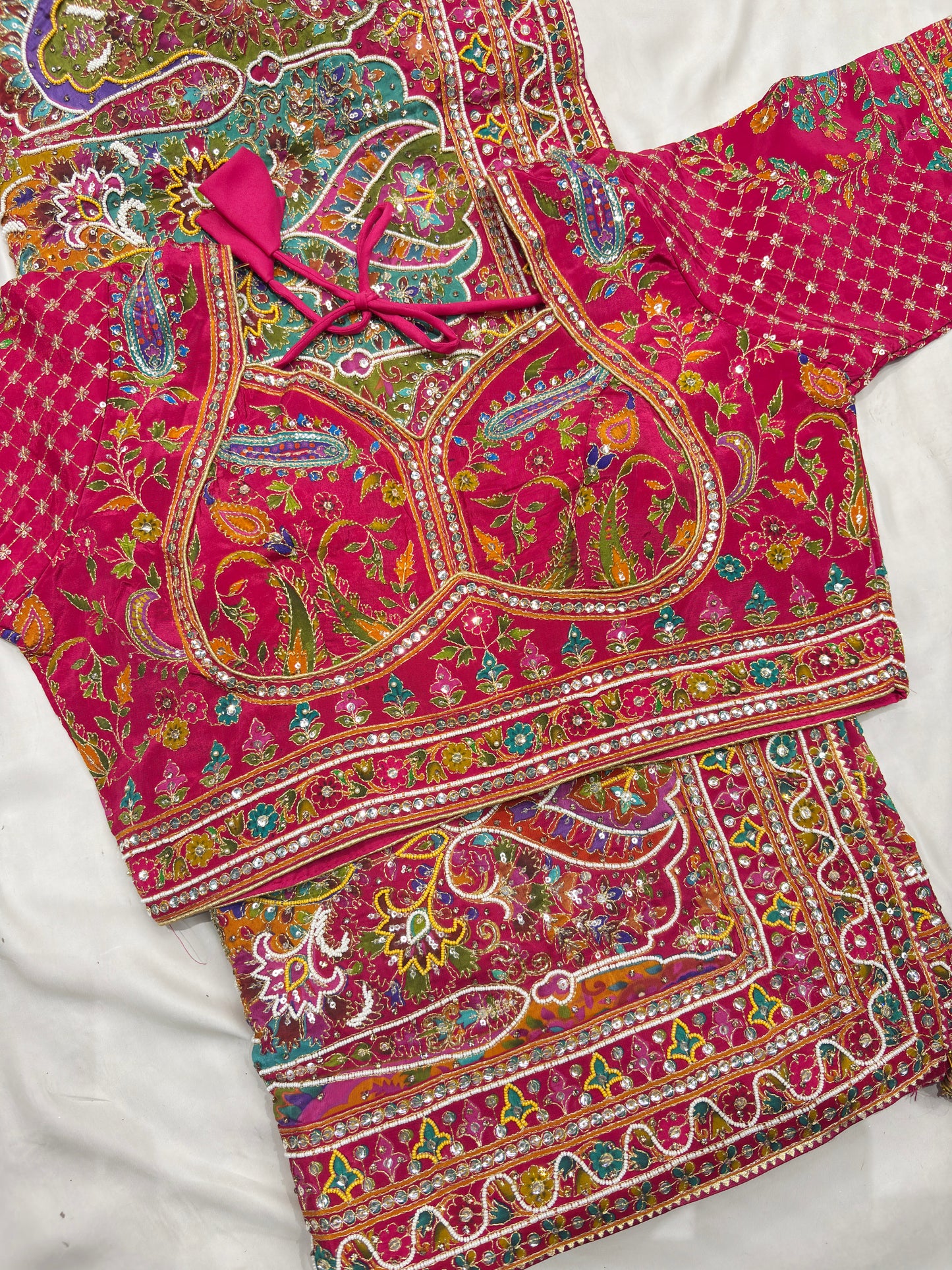 Silk Rani Pink Designer Embroidered Saree with Heavy Work Blouse