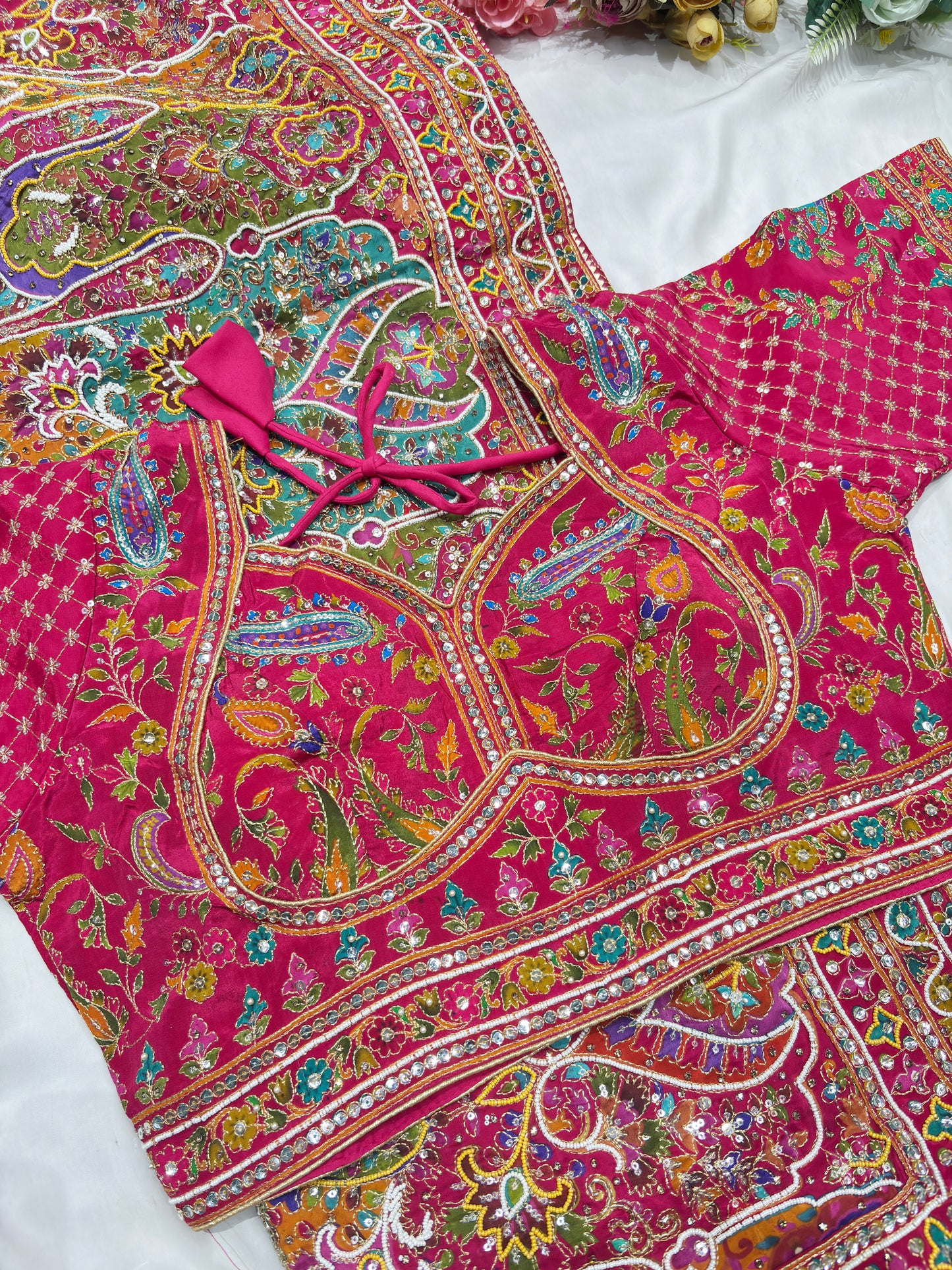 Silk Rani Pink Designer Embroidered Saree with Heavy Work Blouse