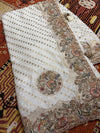 Ivory Zari Embroidered Designer Silk Saree with Heavy Border