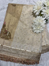 Gold & Ivory Zari  Saree Elephant Motif Border with Dupatta