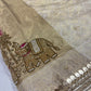 Gold & Ivory Zari  Saree Elephant Motif Border with Dupatta