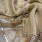 Gold & Ivory Zari  Saree Elephant Motif Border with Dupatta