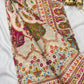 Silk Cream Designer Embroidered Saree with Multicolor Floral Work Blouse