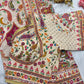 Silk Cream Designer Embroidered Saree with Multicolor Floral Work Blouse