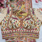 Silk Cream Designer Embroidered Saree with Multicolor Floral Work Blouse