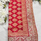 Red Banarasi Khaddi Georgette Saree with Heavy Zari Embroidered Border